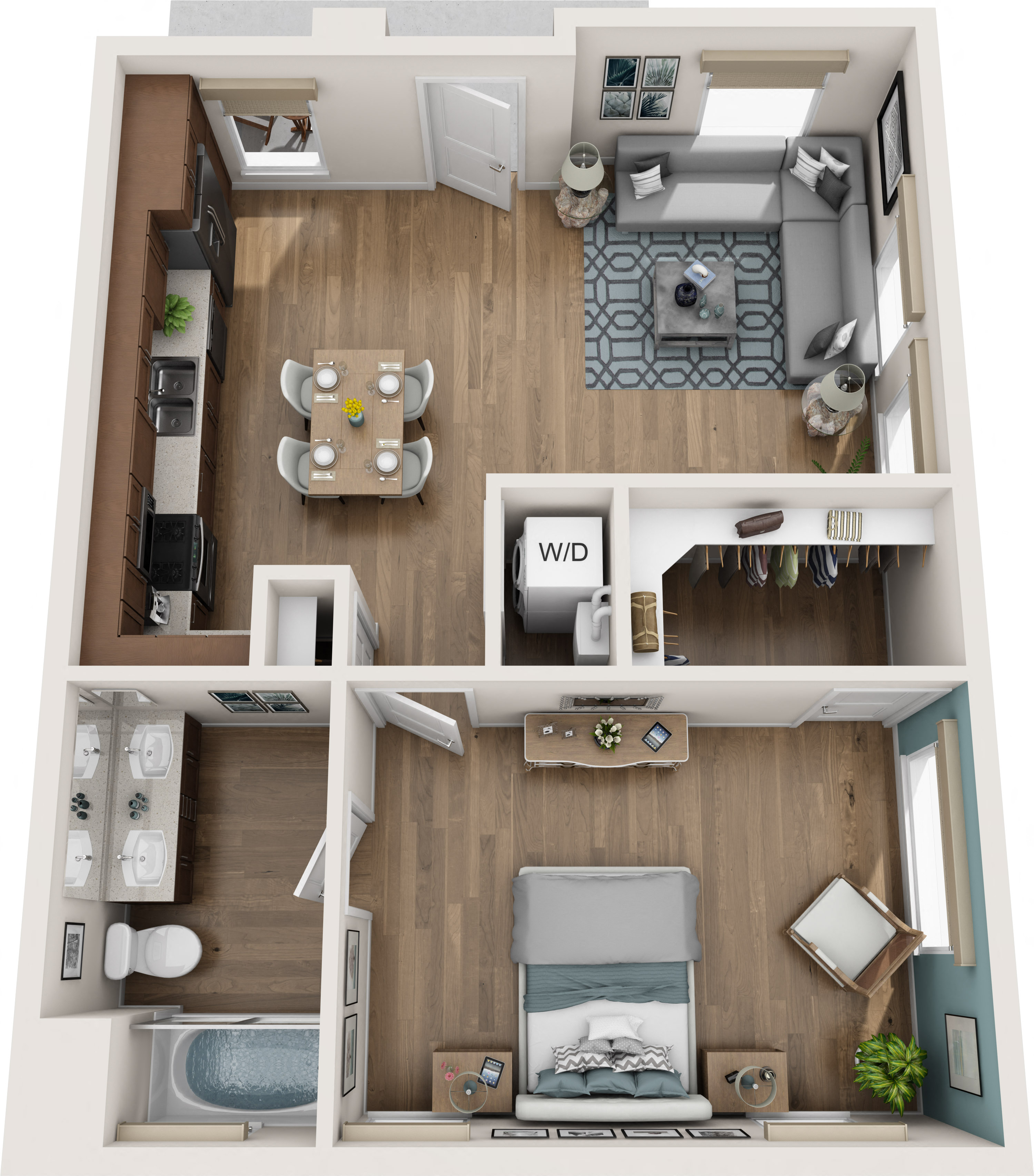 Floor Plan One Bedroom B1B Layout